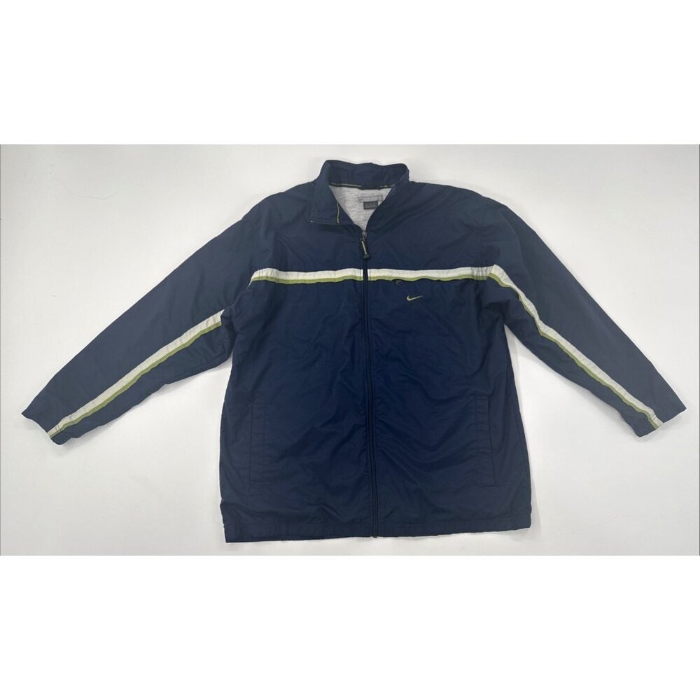 Vintage Y2K Nike Jacket Mens XL Blue Nylon Windbreaker Full Zip Lined Active